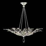 Crystal Laurel Bowl Pendant - Silver Leaf / Crystal