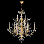 Crystal Laurel Foyer Chandelier - Gold Leaf / Crystal