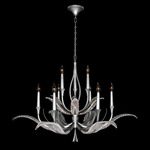 Plume Chandelier - Silver Leaf / Crystal White