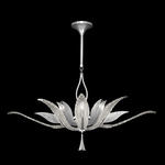 Plume Oblong Chandelier - Silver Leaf / Crystal White