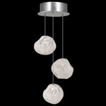 Vesta Round Multi Light Pendant - Silver Leaf / White