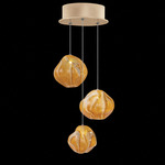 Vesta Round Multi Light Pendant - Gold Leaf / Amber