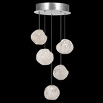 Vesta Round Multi Light Pendant - Silver Leaf / White