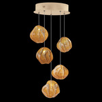 Vesta Round Multi Light Pendant - Gold Leaf / Amber