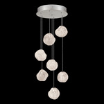 Vesta Round Multi Light Pendant - Silver Leaf / White