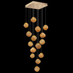 Vesta Square Multi Light Pendant - Gold Leaf / Amber