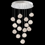 Vesta Round Multi Light Pendant - Silver Leaf / White