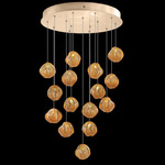 Vesta Round Multi Light Pendant - Gold Leaf / Amber