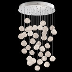 Vesta Round Multi Light Pendant - Silver Leaf / White