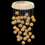 Vesta Round Multi Light Pendant - Gold Leaf / Amber