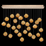 Vesta Linear Multi Light Pendant - Gold Leaf / Amber