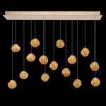 Vesta Linear Multi Light Pendant - Gold Leaf / Amber