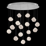 Vesta Round Multi Light Pendant - Silver Leaf / White