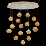 Vesta Round Multi Light Pendant - Gold Leaf / Amber