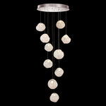 Vesta Round Multi Light Pendant - Silver Leaf / White