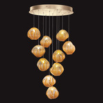 Vesta Round Multi Light Pendant - Gold Leaf / Amber