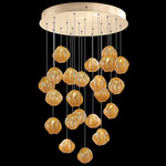 Vesta Round Multi Light Pendant - Gold Leaf / Amber