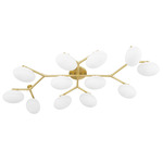 Wagner Semi Flush Ceiling Light - Aged Brass / Opal