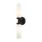 Aero Petite Bathroom Vanity Light - Black / Satin Opal White