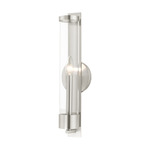 Castleton Tall Wall Sconce - Brushed Nickel / Clear