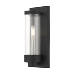 Hillcrest Outdoor Wall Sconce - Textured Black / Clear