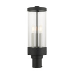 Hillcrest Outdoor Post Lantern - Textured Black / Clear