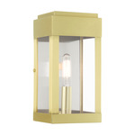 York Outdoor Wall Sconce - Satin Brass / Clear