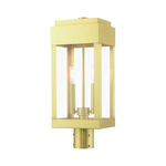 York Outdoor Post Light - Satin Brass / Clear