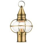 Newburyport Outdoor Post Light - Antique Brass / Clear