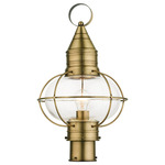 Newburyport Outdoor Post Light - Antique Brass / Clear