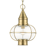 Newburyport Outdoor Pendant - Antique Brass / Clear