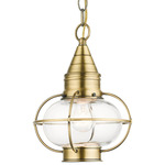 Newburyport Outdoor Pendant - Antique Brass / Clear