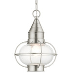 Newburyport Outdoor Pendant - Brushed Nickel / Clear