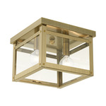 Milford Flush Ceiling Light - Antique Brass / Clear