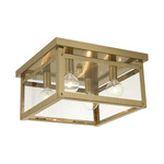 Milford Flush Ceiling Light - Antique Brass / Clear