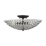 Cassandra Semi Flush Ceiling Light - Black / Crystal