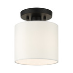 Meridian Stout Semi Flush Ceiling Light - Black / Off White