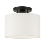 Meridian Stout Semi Flush Ceiling Light - Black / Off White