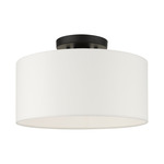 Meridian Stout Semi Flush Ceiling Light - Black / Off White
