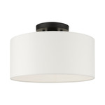 Meridian Stout Semi Flush Ceiling Light - Black / Off White