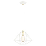 Geometric Pentagon Pendant - White