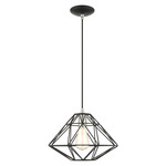 Geometric Pentagon Pendant - Black