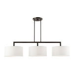 Meridian Simple Linear Chandelier - Black Chrome / Off White