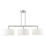 Meridian Simple Linear Chandelier - Brushed Nickel / Off White