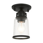 Lawrenceville Semi Flush Ceiling Light - Black / Clear Seeded