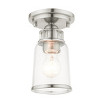 Lawrenceville Semi Flush Ceiling Light - Brushed Nickel / Clear Seeded