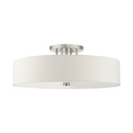 Meridian XL Semi Flush Ceiling Light - Off White / Brushed Nickel