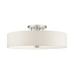 Meridian XL Semi Flush Ceiling Light - Oatmeal / Brushed Nickel