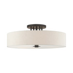 Meridian XL Semi Flush Ceiling Light - Oatmeal / English Bronze