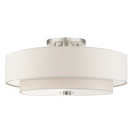 Meridian XL Double Semi Flush Ceiling Light - Brushed Nickel / Oatmeal / Brushed Nickel